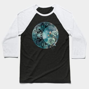 Mandala Moon Design Flower Green Flowers Baseball T-Shirt